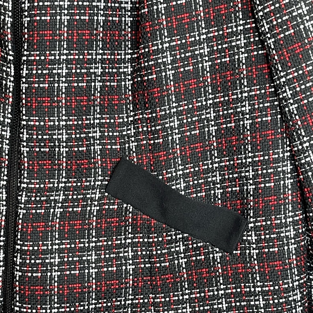 Kasper Red/Black Plaid Tweed Wear to Work Long Blazer size 12 full zip - Picture 3 of 8